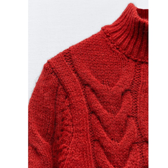 Zara BELTED CABLE KNIT SWEATER - Picture 5 of 8